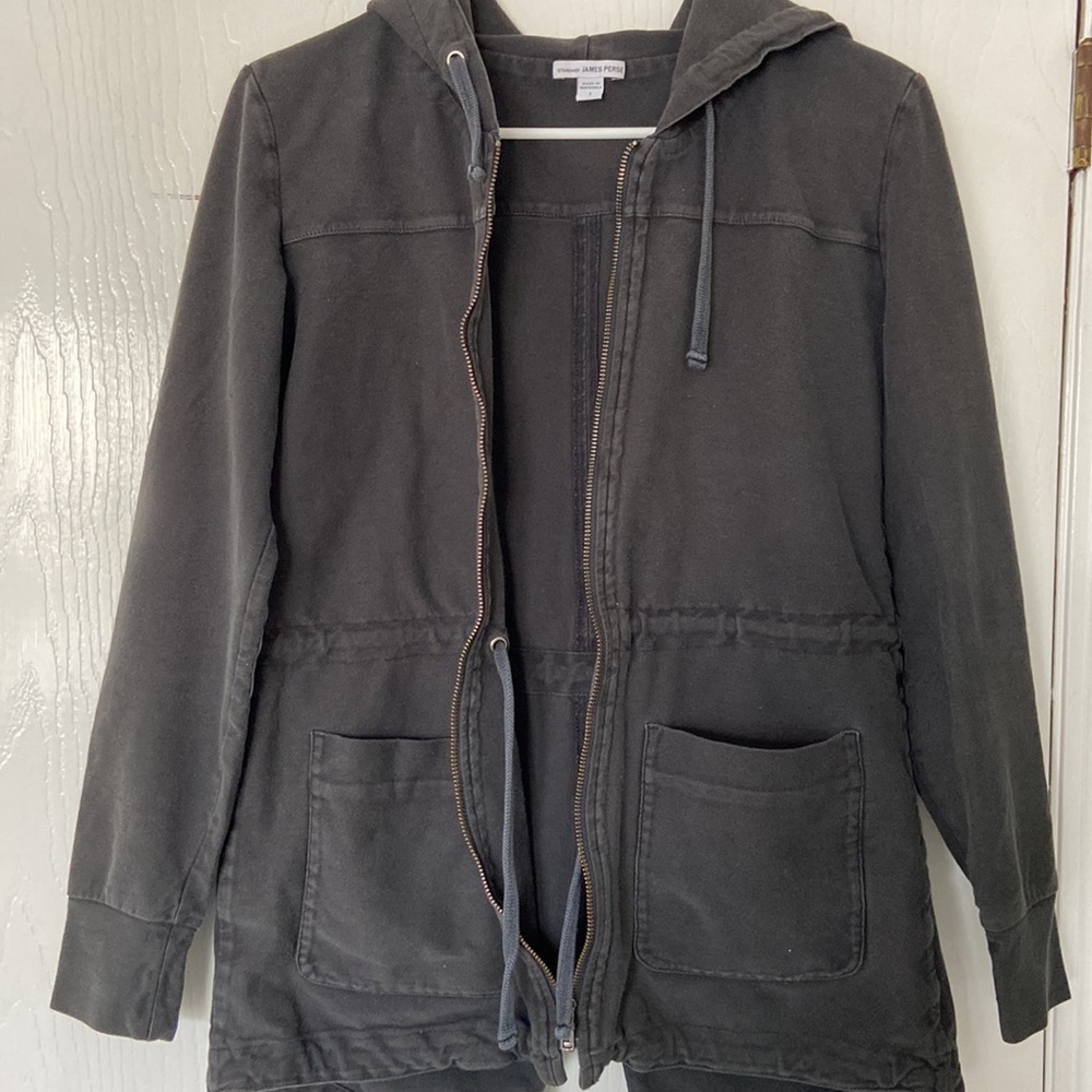 James Perse black twill cotton lightweight parka jacket - Picture 4 of 6
